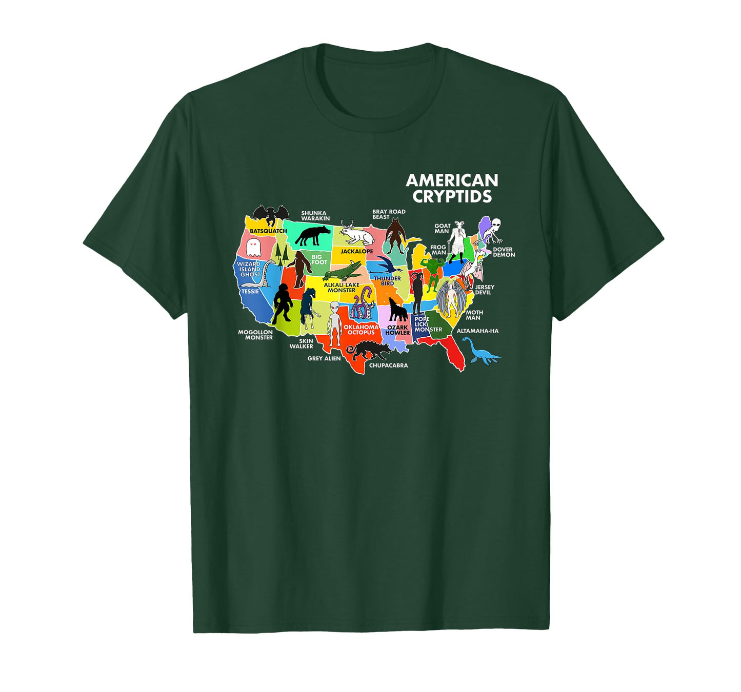 Cryptids Map of the USA T-Shirt