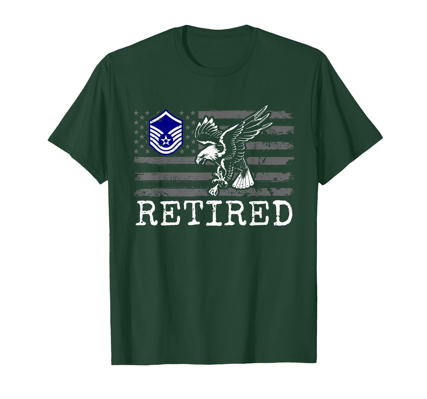 USAF Retired E7 Master Sergeant USA Flag with Eagle T-Shirt