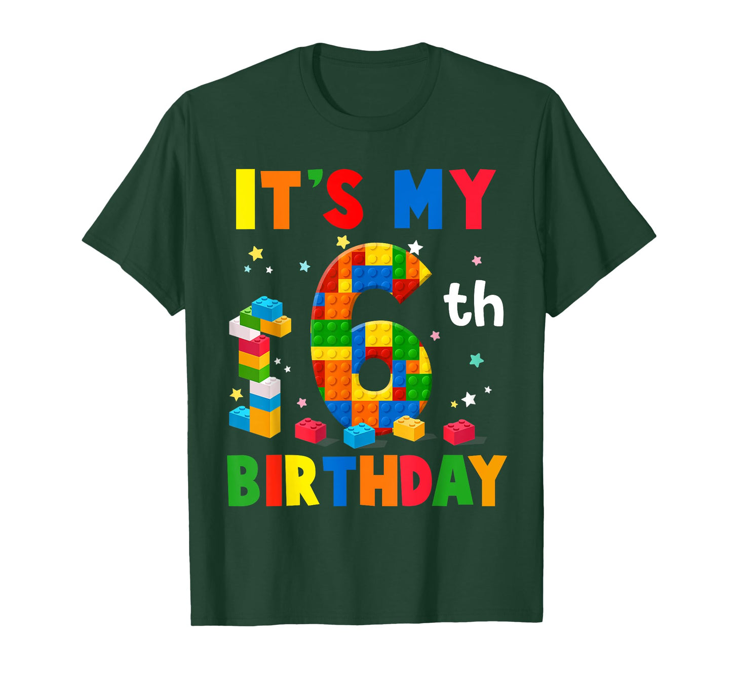 It's My 6th Birthday Building Blocks Bricks 6 Years Old Boy T-Shirt
