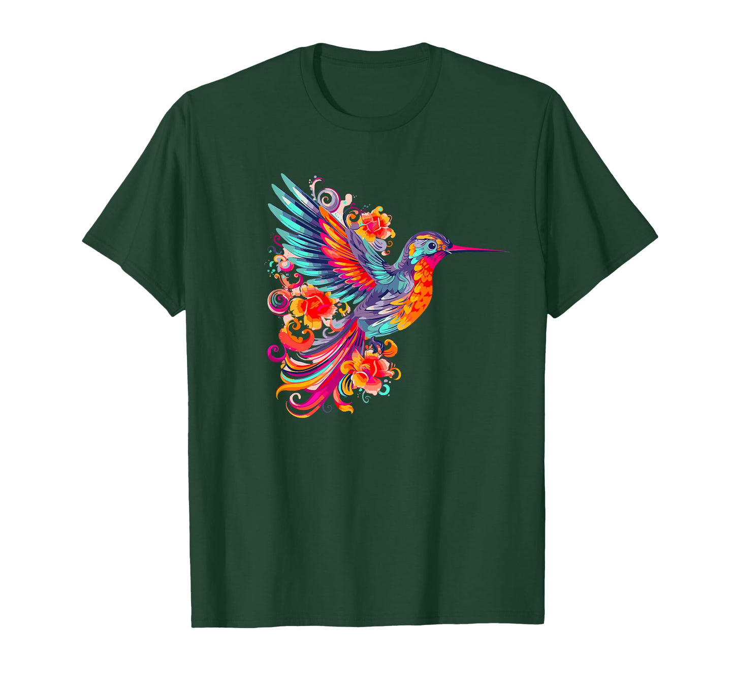 Hummingbird Gift Bird Flower Colorful Wildlife T-Shirt
