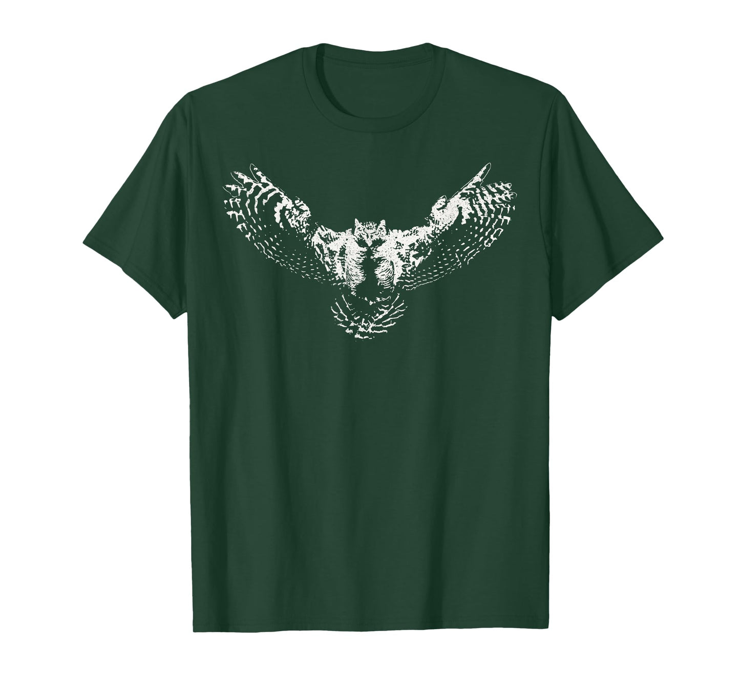 Great Horned Owl Graphic Art–WHITE graphic T-Shirt