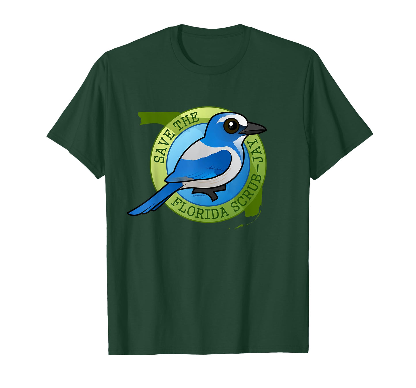 Endangered Florida Scrub-Jay Cartoon Bird Conservation T-Shirt
