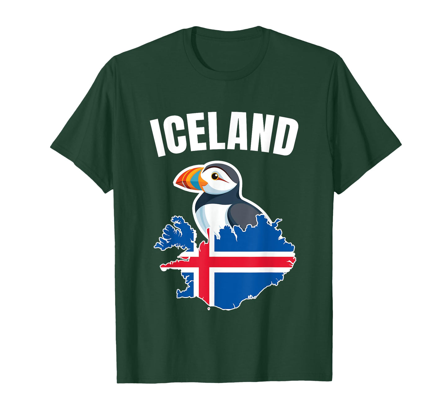 Iceland Map Puffin Bird Reykjavík Iceland Icelandic Vacation T-Shirt