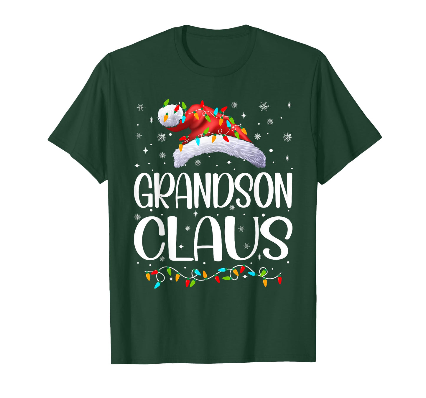 Grandson Claus Xmas Lights Christmas Pajama Matching Family T-Shirt