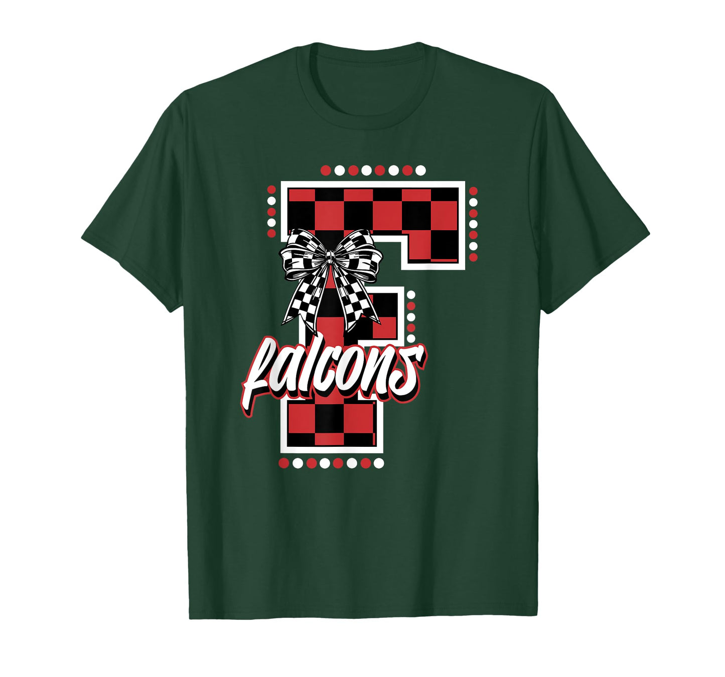 Falcons Checkered Letter School Spirit Mascot Red Game Day T-Shirt
