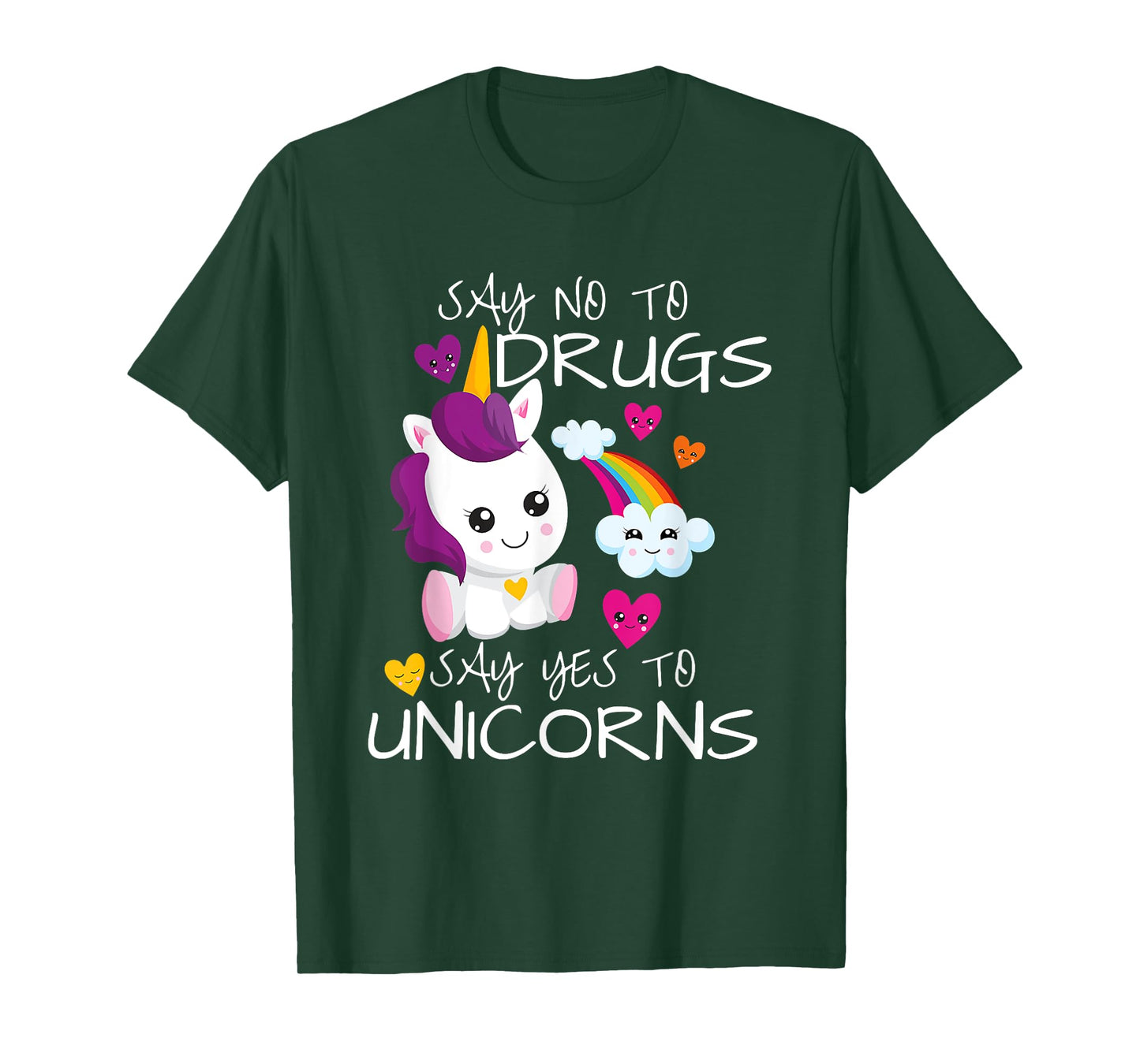 Red Ribbon Week Kids Youth Say No Say Yes To Unicorns T-Shirt
