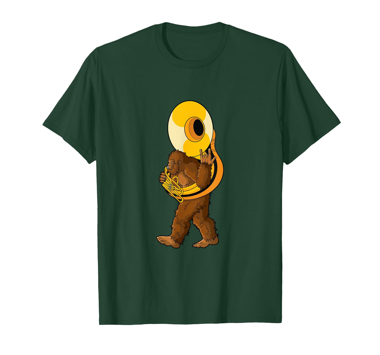 Marching band gifts for musicians Bigfoot Playing Sousaphone Instrument Tuba T-Shirt