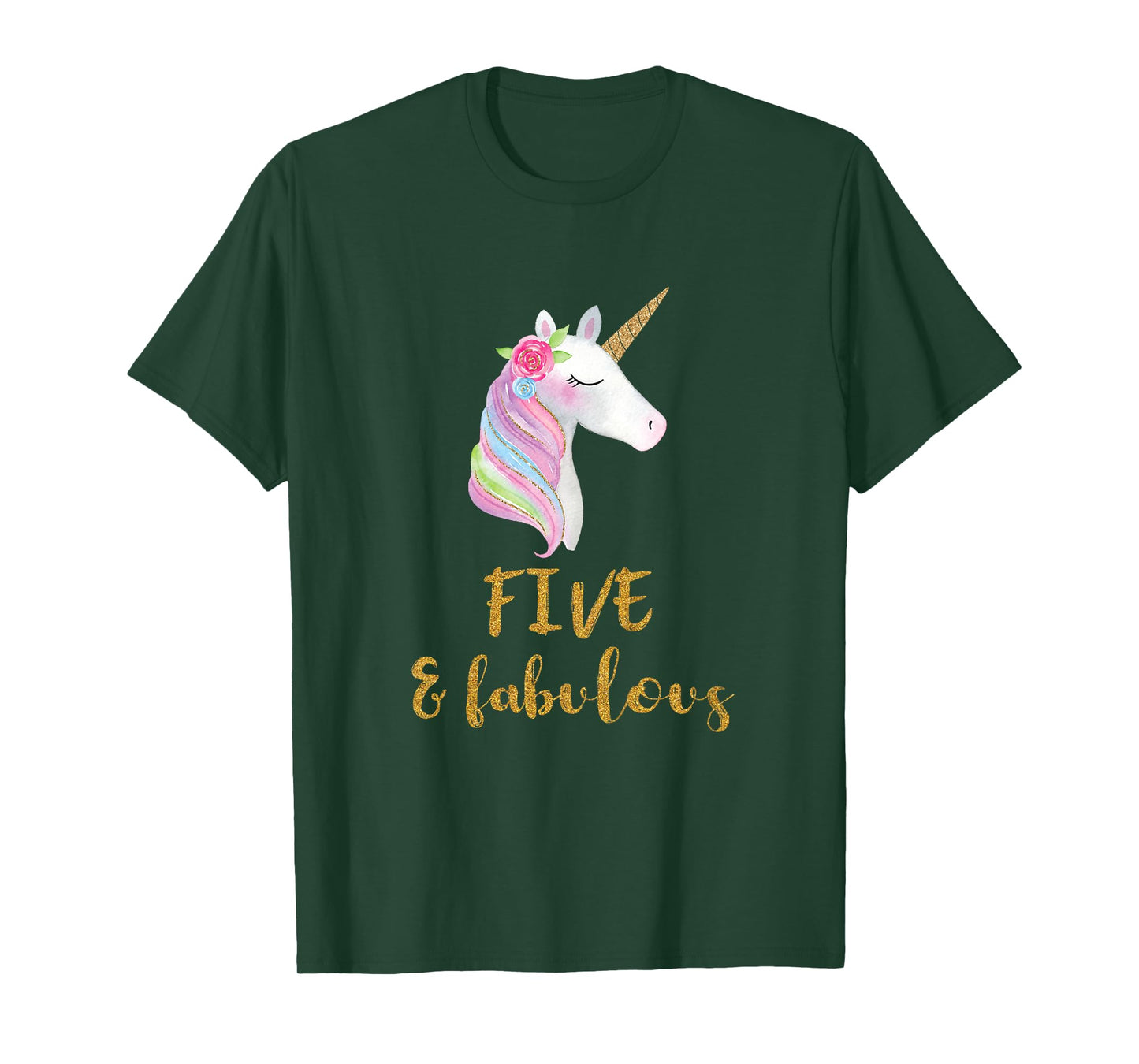 Five and Fabulous Unicorn Outfit, 5th Birthday Girl Shirt T-Shirt