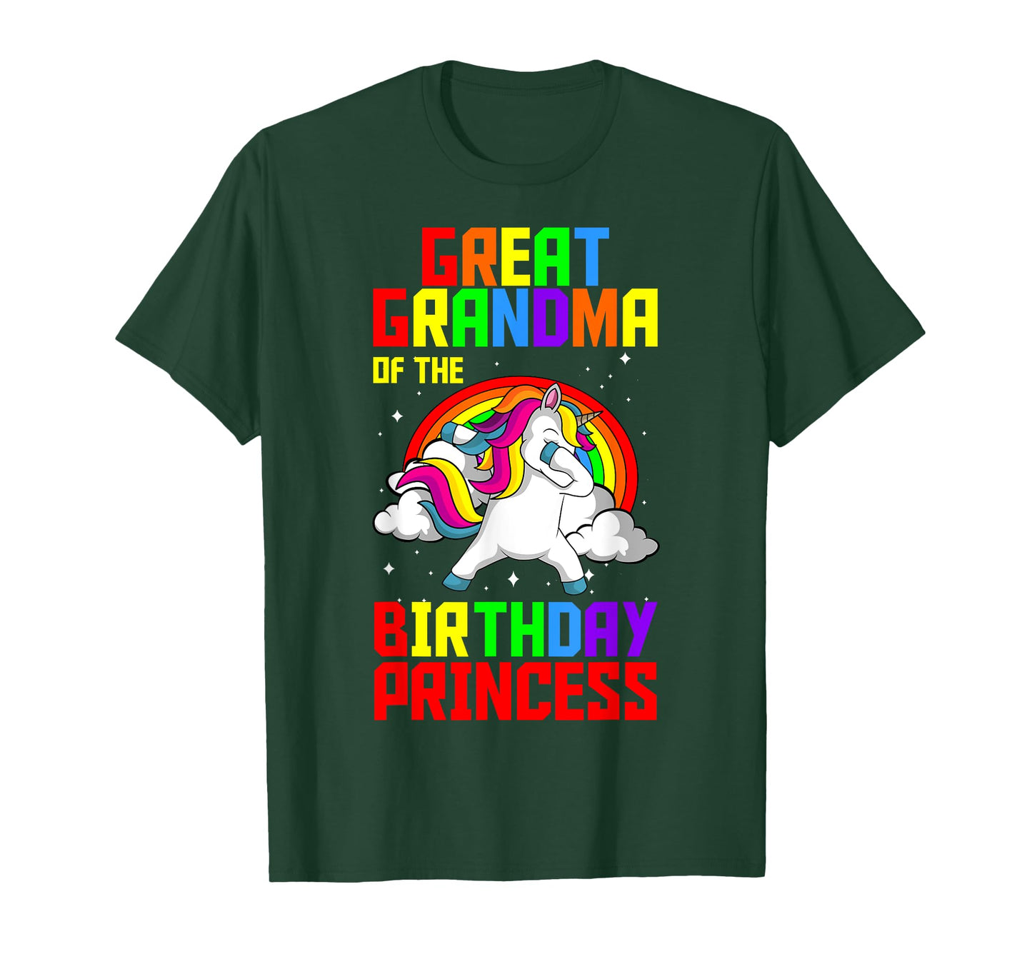 Great Grandma Of The Birthday Princess Unicorn Rainbow Party T-Shirt