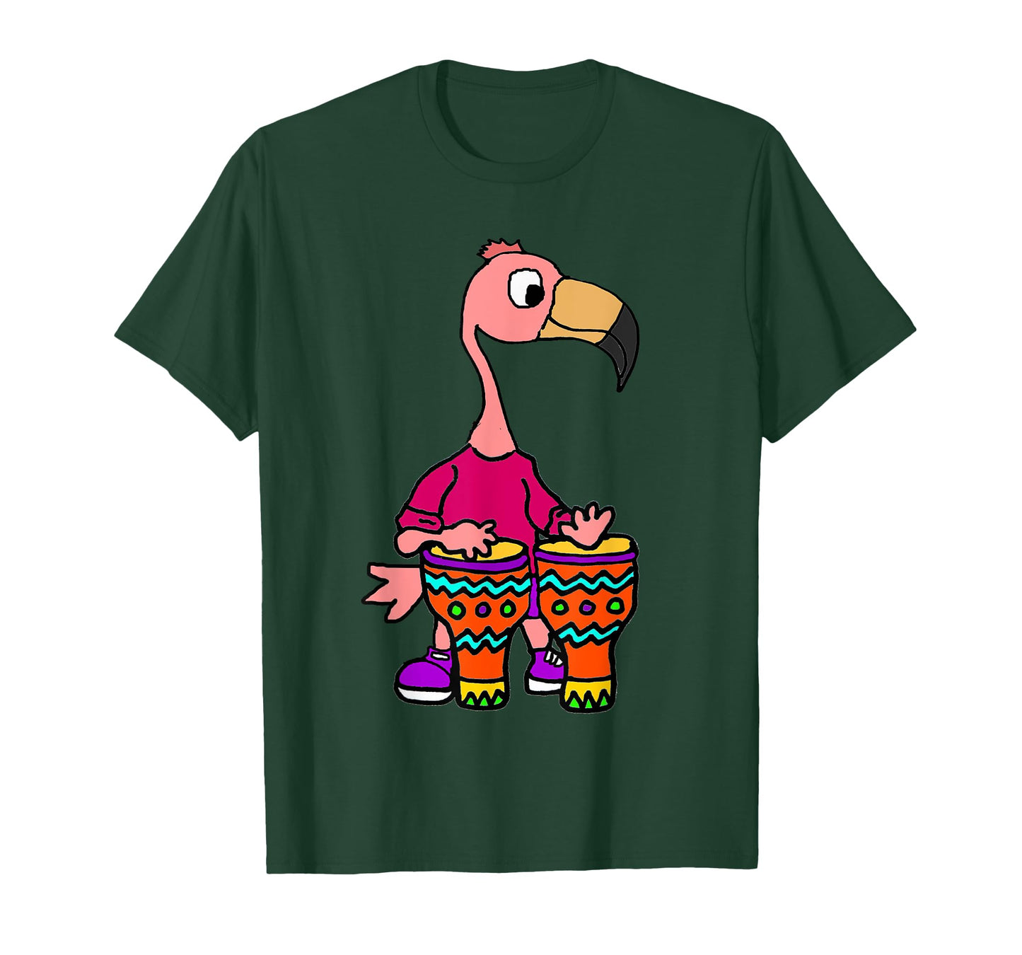 SmileteesMusic Cute Flamingo Playing Bongo Drums T-shirt T-Shirt