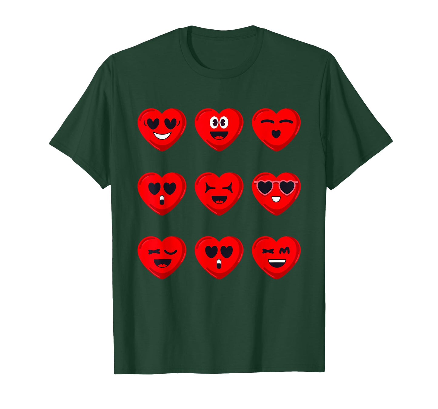 Valentines Day Silly Faces Hearts Funny Teens Boys Girls Kid T-Shirt