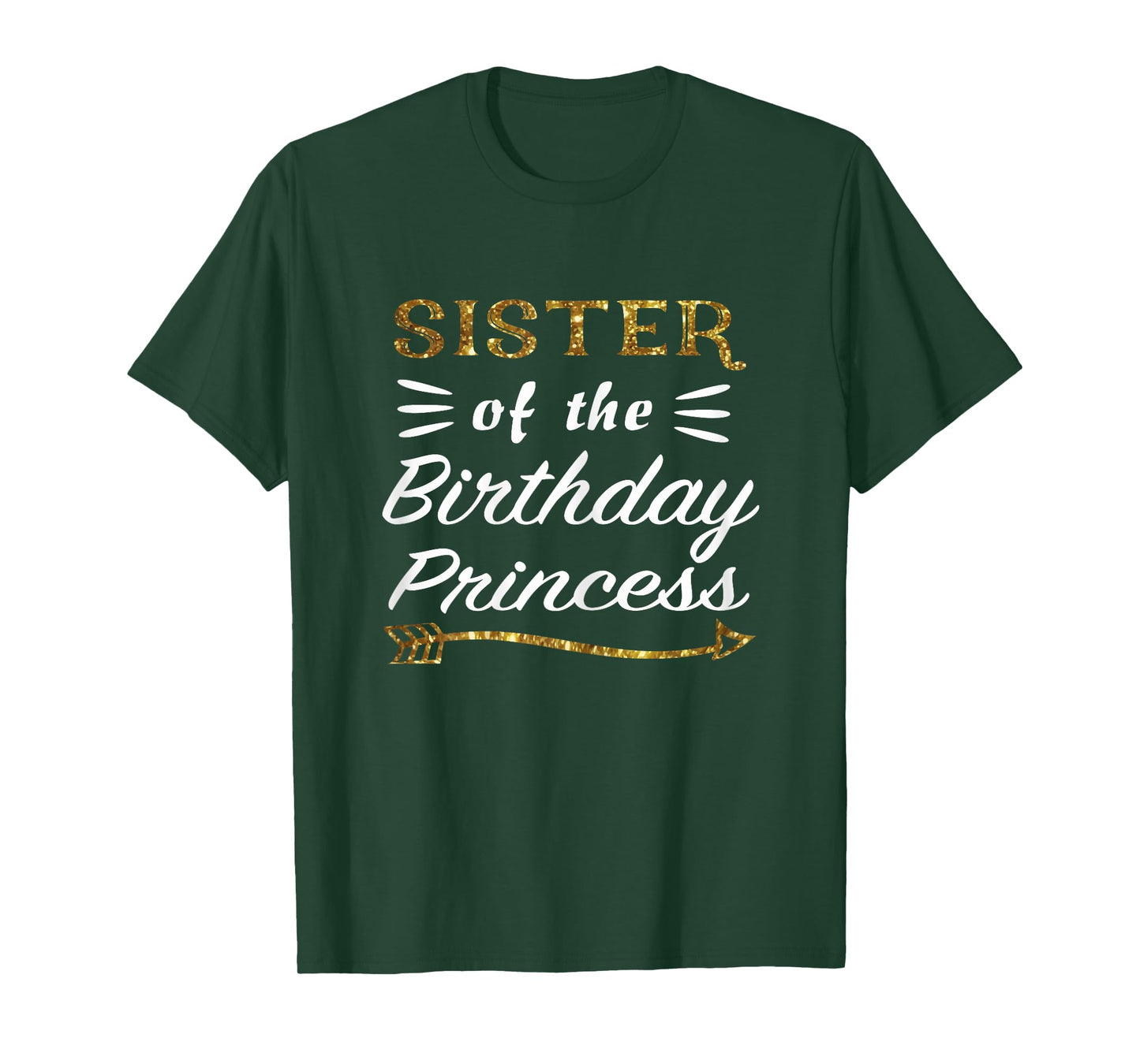 Sister of the Birthday Princess Matching Family Gold Design T-Shirt