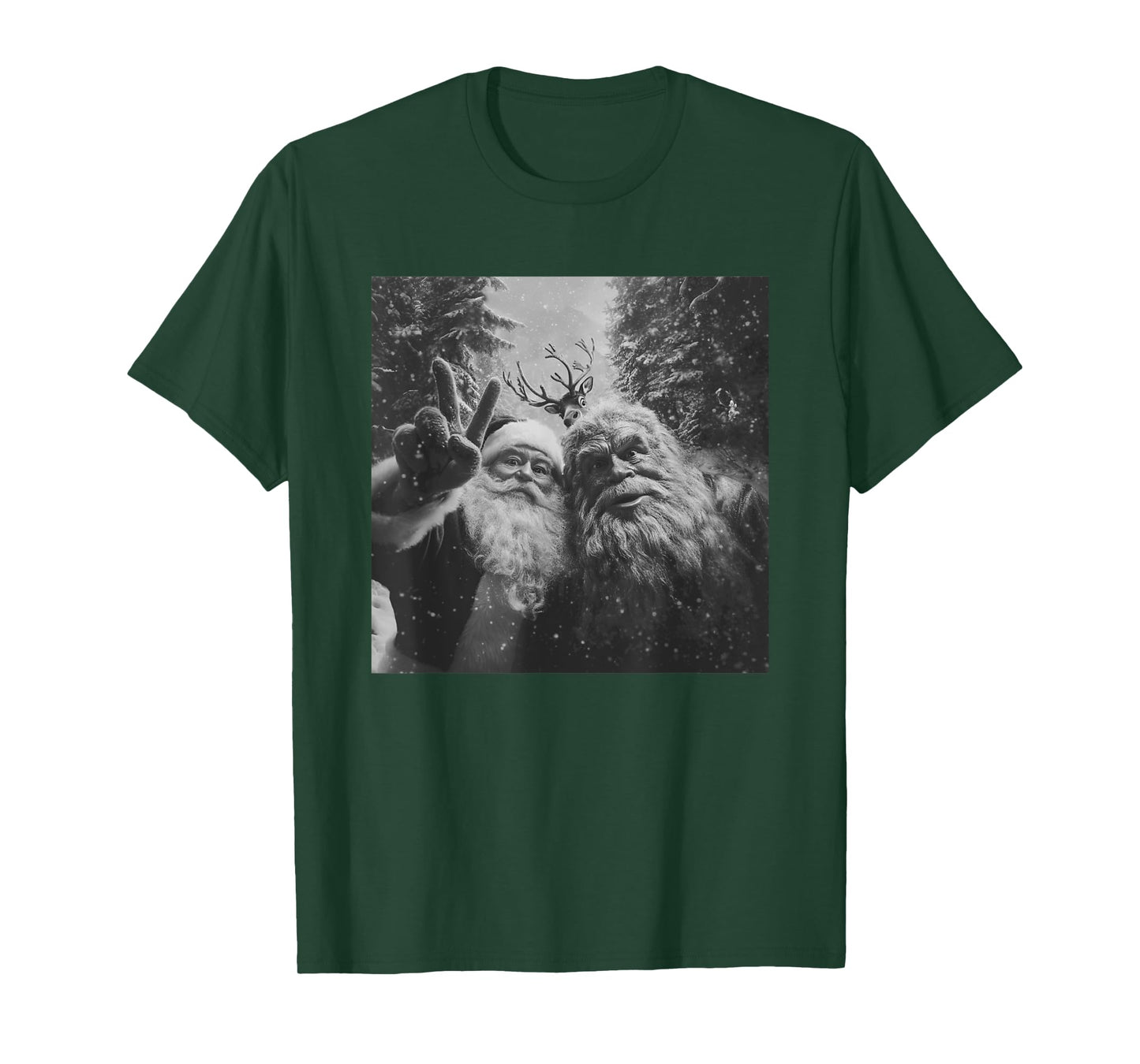 Vintage Bigfoot Santa Claus Selfie Christmas T-Shirt