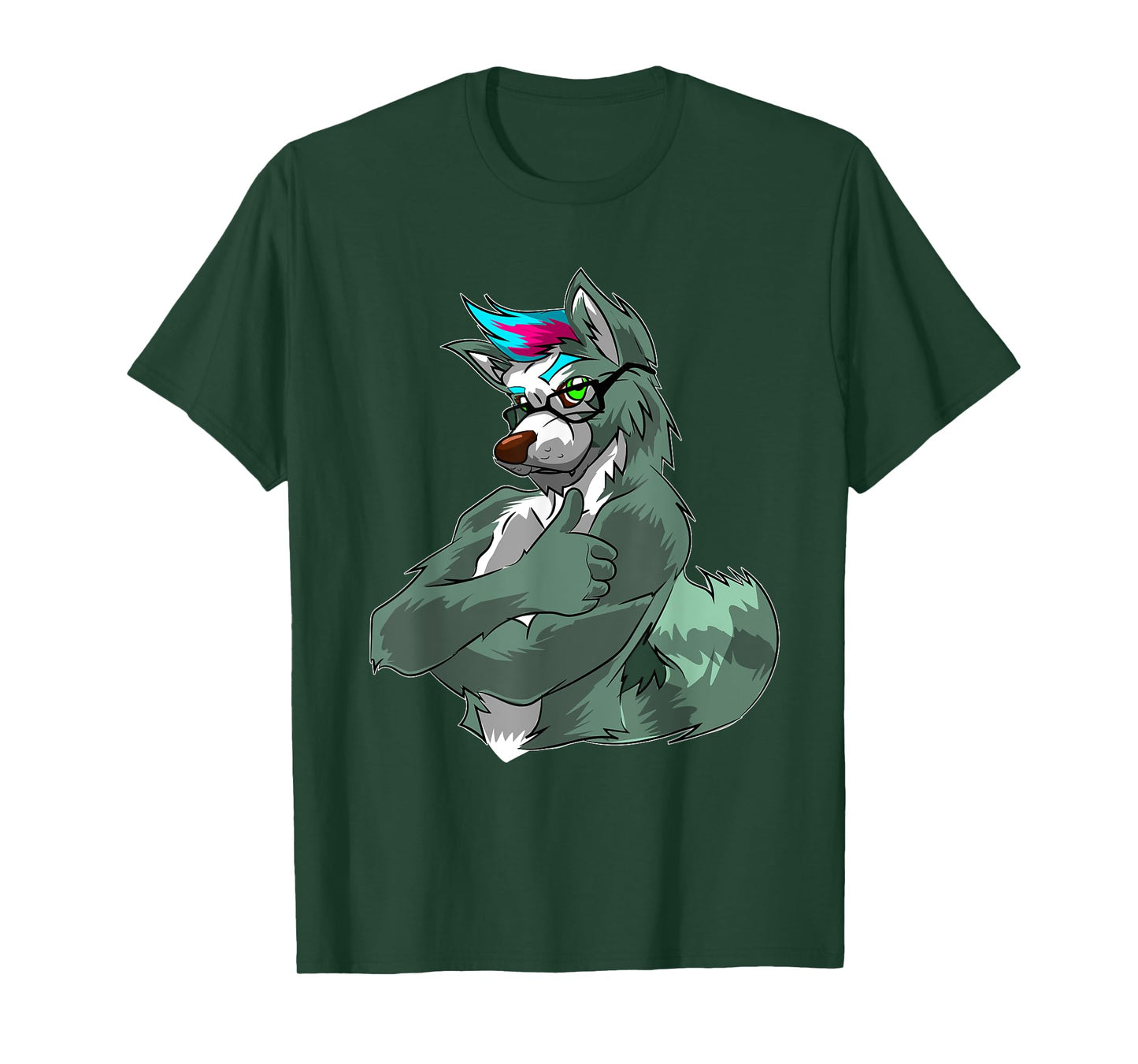 Thumbs Up Fursona Wolf Shirt Muscle Furry for Men Women Kids T-Shirt