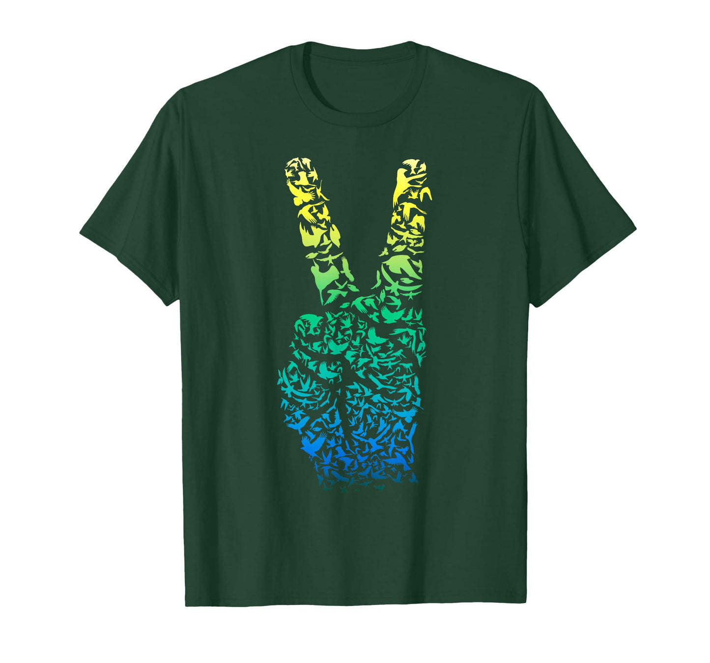 Colorful Birds ASL Finger & Hand Sign Language Peace T-Shirt