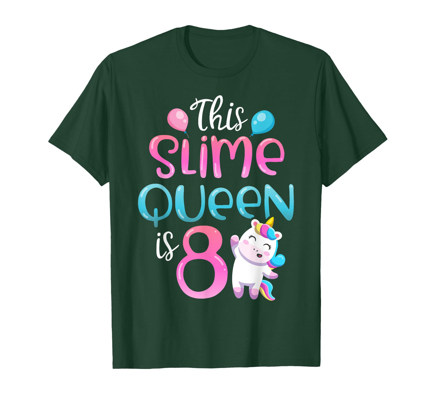 This Slime Queen Is 8 Unicorn Girl 8th Birthday Party Outfit T-Shirt