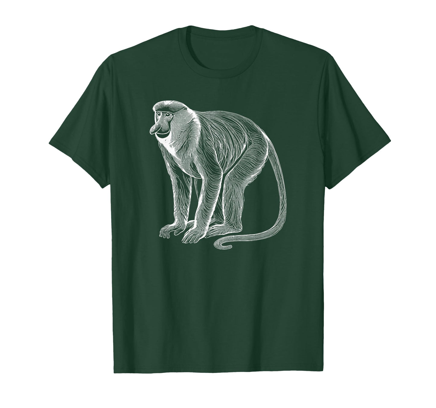 Line Art Proboscis Monkey Long-Nosed Monkey T-Shirt