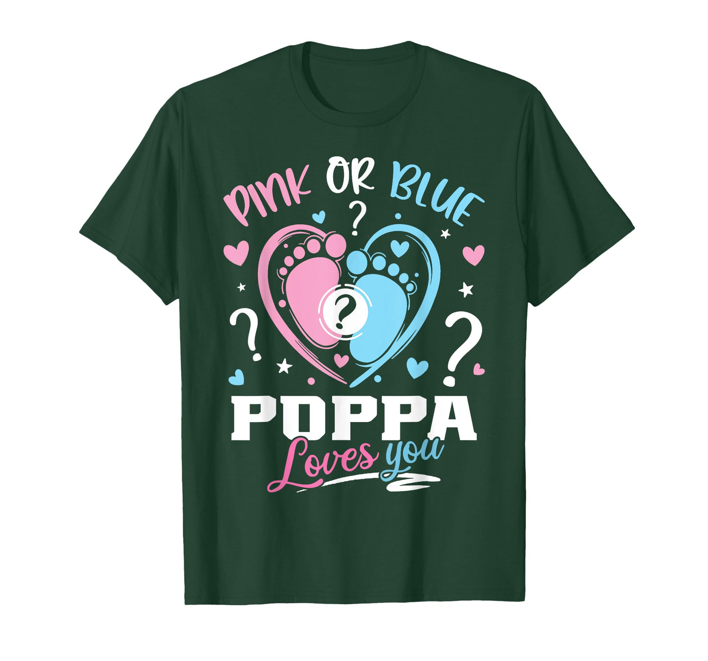 Pink Or Blue Poppa Loves You Gender Reveal Baby T-Shirt