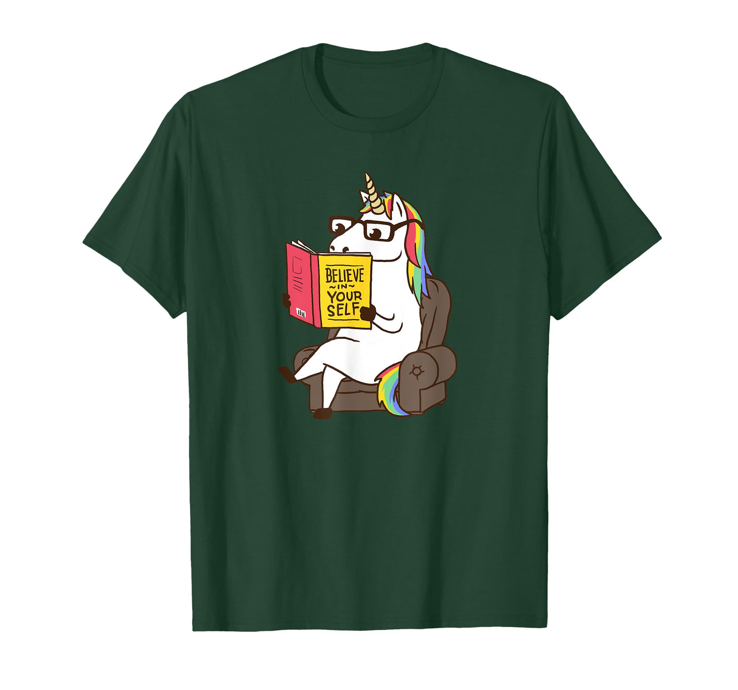Unicorn Shirt Believe in Yourself Motivational Book Lover T-Shirt