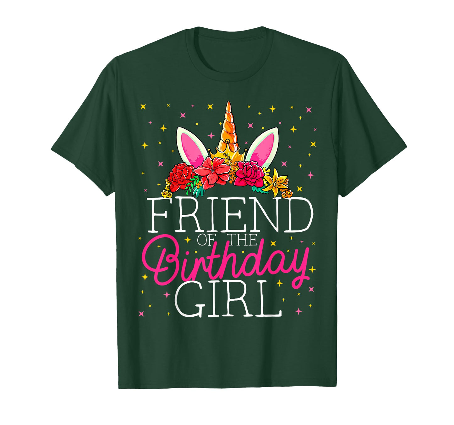 Friend of the Birthday Girl Unicorn Friends Matching T-Shirt