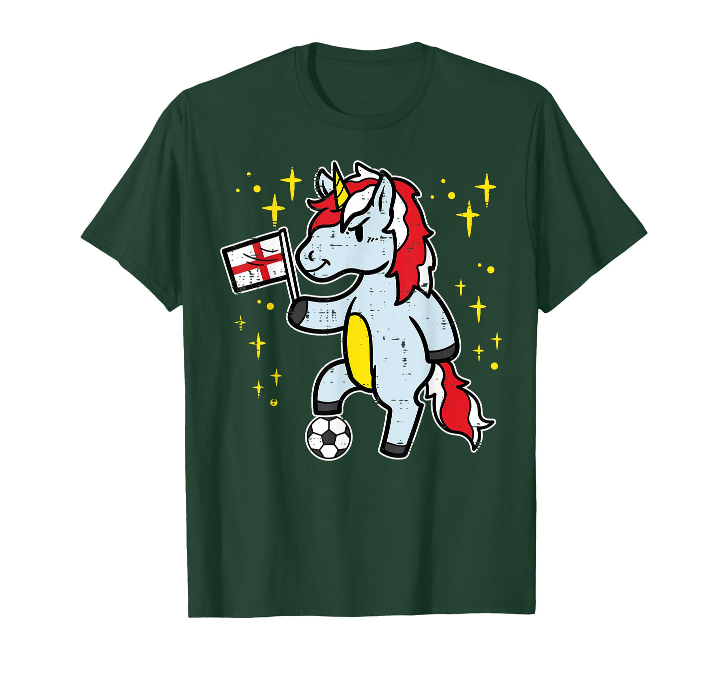 England Flag Unicorn Football Soccer Fan Women Girls Kids T-Shirt