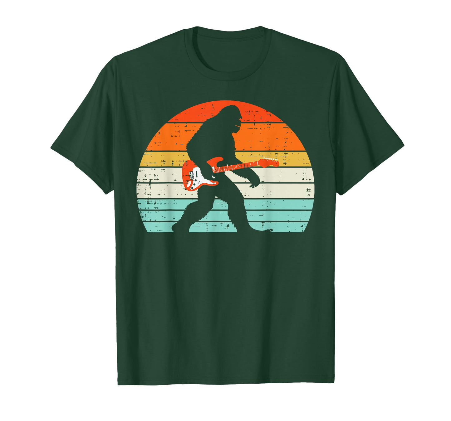 Bigfoot Electric Guitar Sasquatch Rocker Music Men Boys Kids T-Shirt
