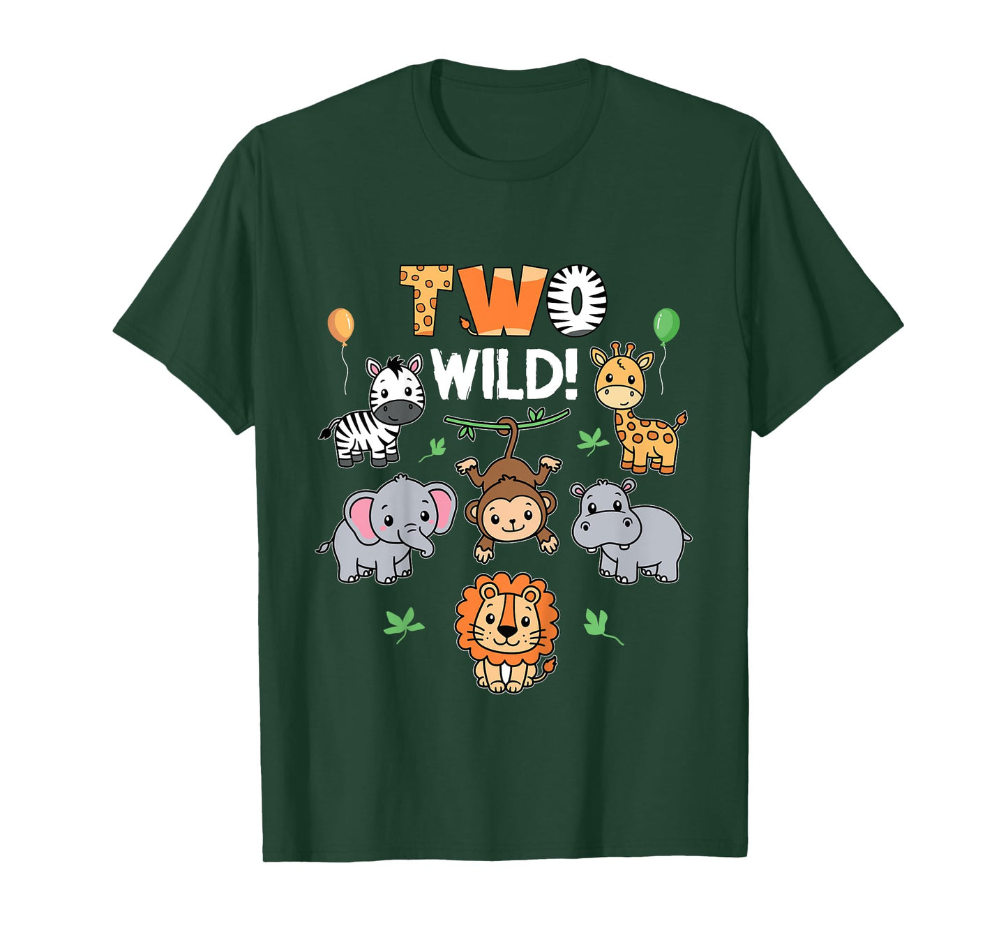 Kids 2nd Birthday Boy Girl Two Wild Jungle Zoo Animals Birthday T-Shirt