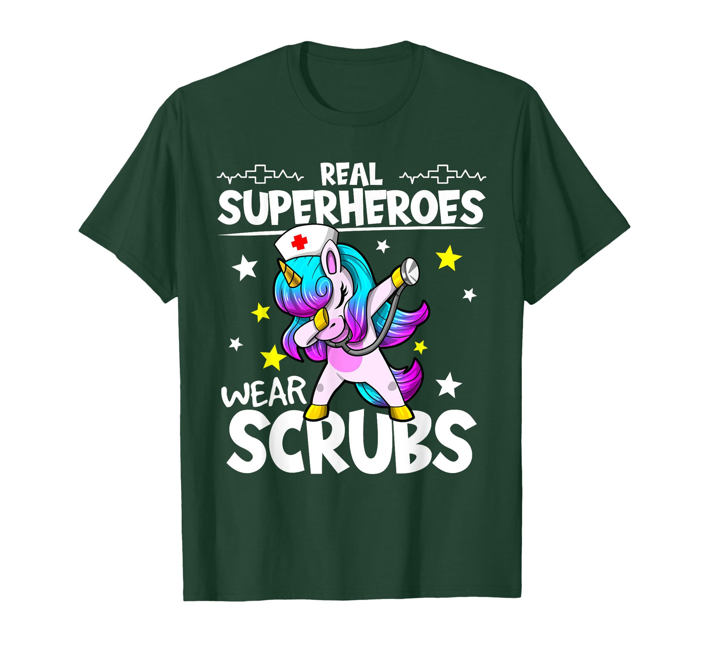 Nursing Dabbing Unicorn Real Superheroes Wear Scrubs Nurse T-Shirt