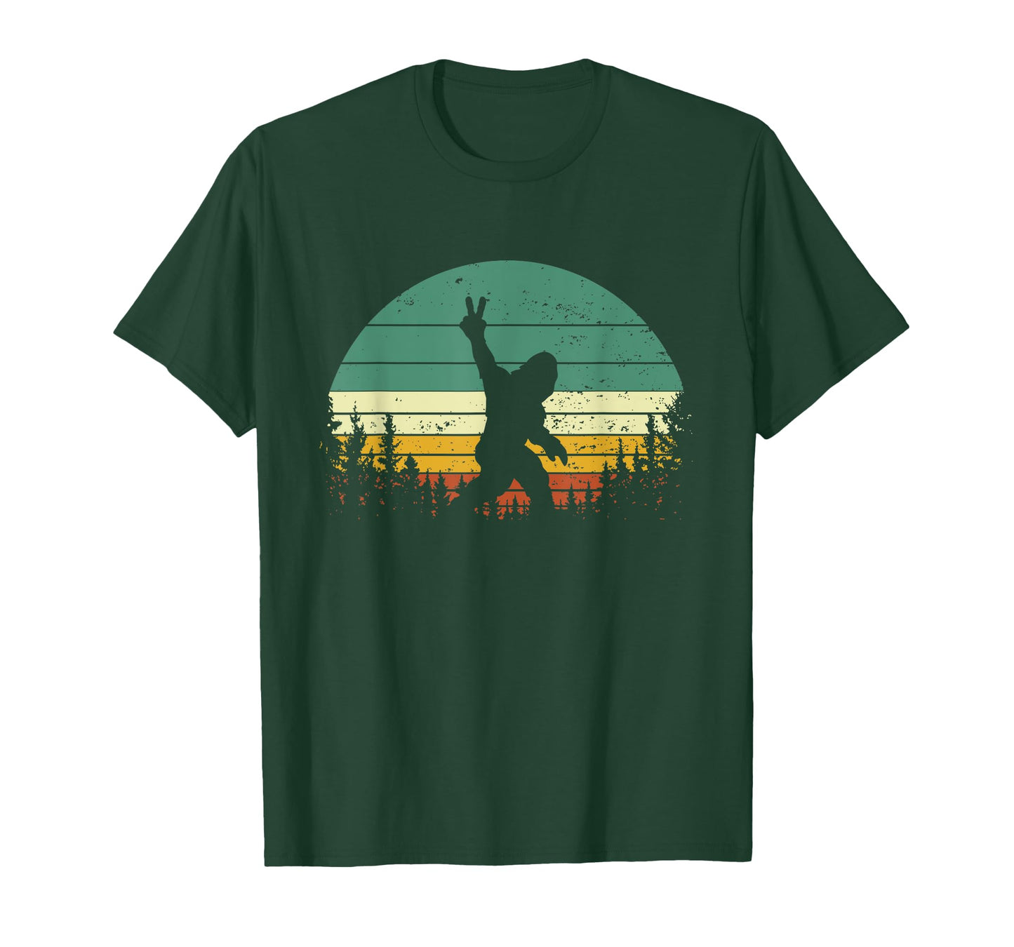 Sasquatch Peace Sign Funny Bigfoot Retro Yeti Sunset T-Shirt