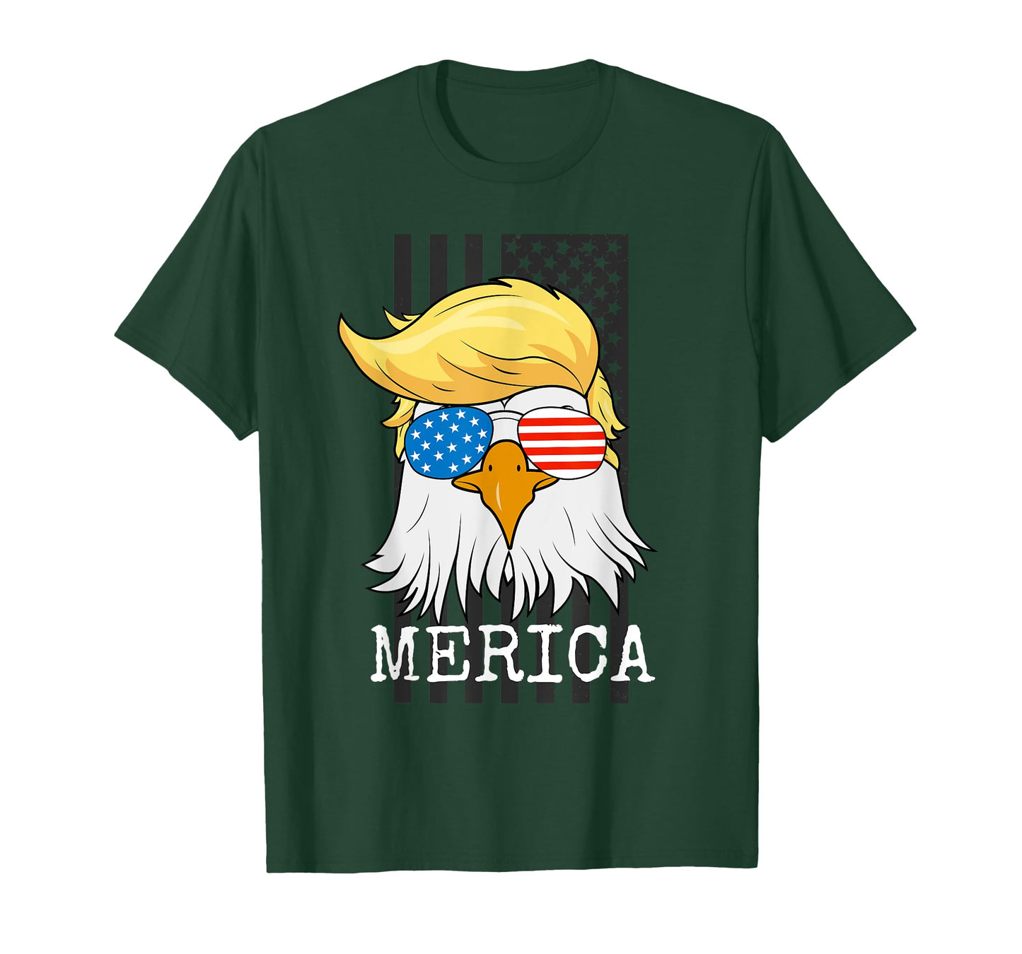 Merica Bald Eagle 4th of July Trump American Flag Funny Gift T-Shirt