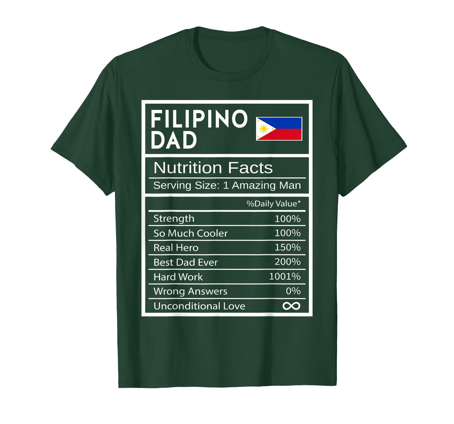 Filipino Dad Nutrition Facts National Pride Gift For Dad T-Shirt
