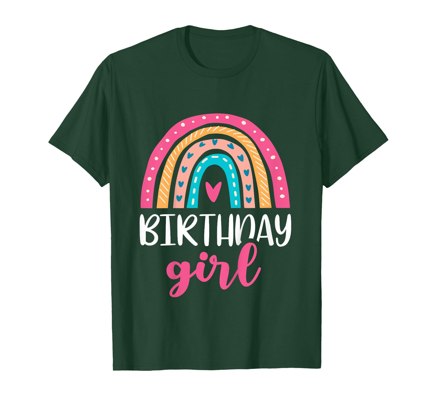 Girl's Birthday Boho Rainbow Birthday Retro Throwback Pink T-Shirt