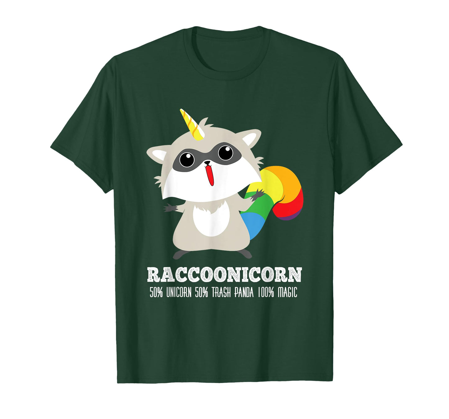 Racoonicorn Funny Trash Panda Raccoon With Unicorn Horn T-Shirt