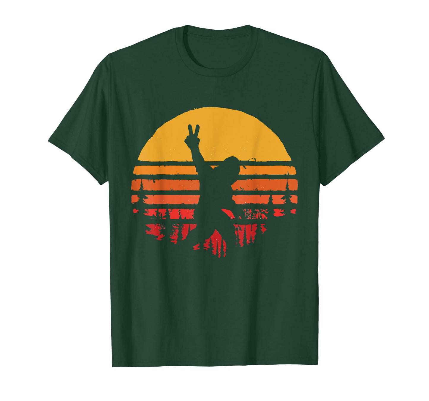Funny Sasquatch Bigfoot Peace Hand Sign Vintage T-Shirt
