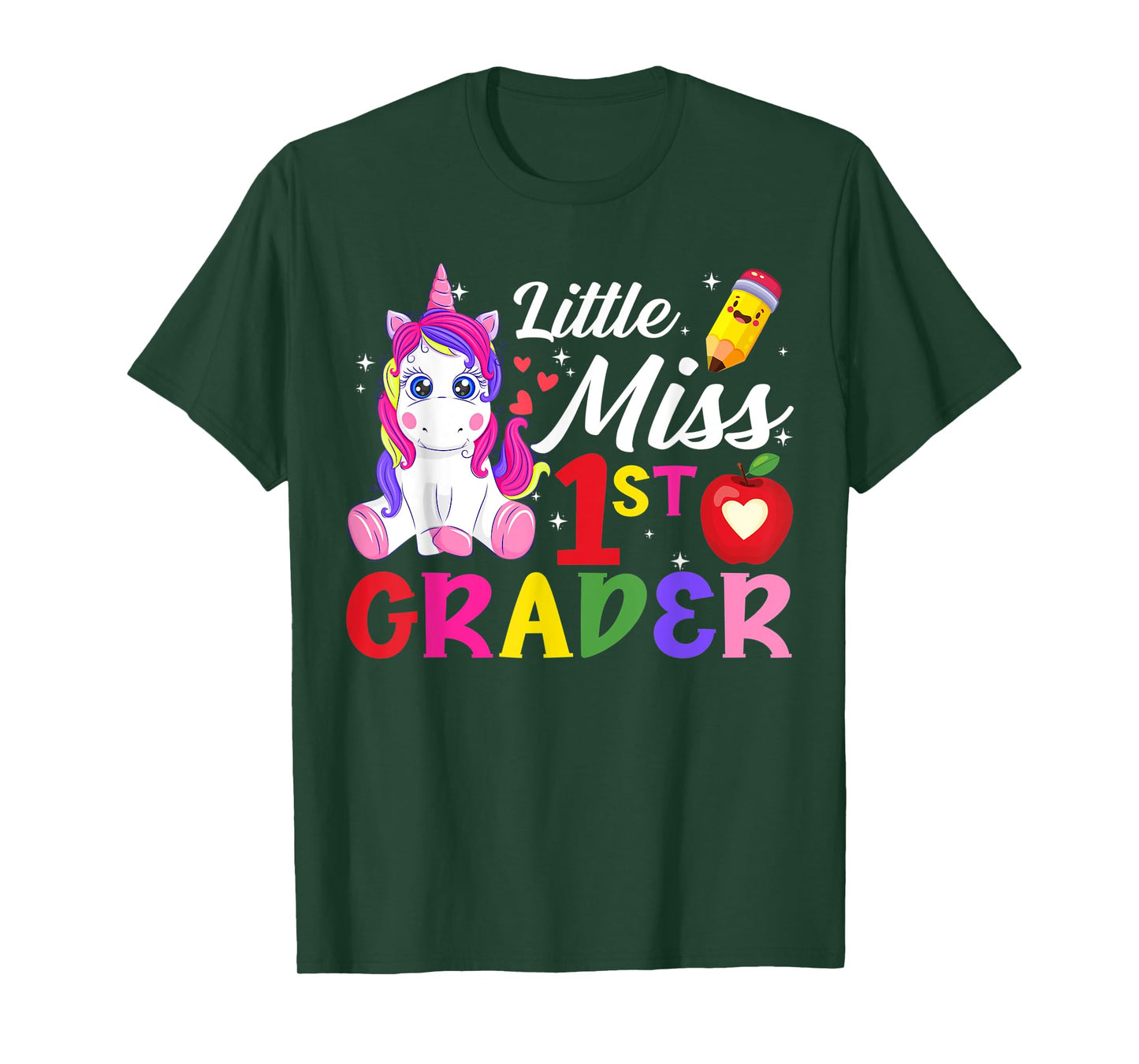 Funny Little Miss First Grader Unicorn First Day Of School T-Shirt