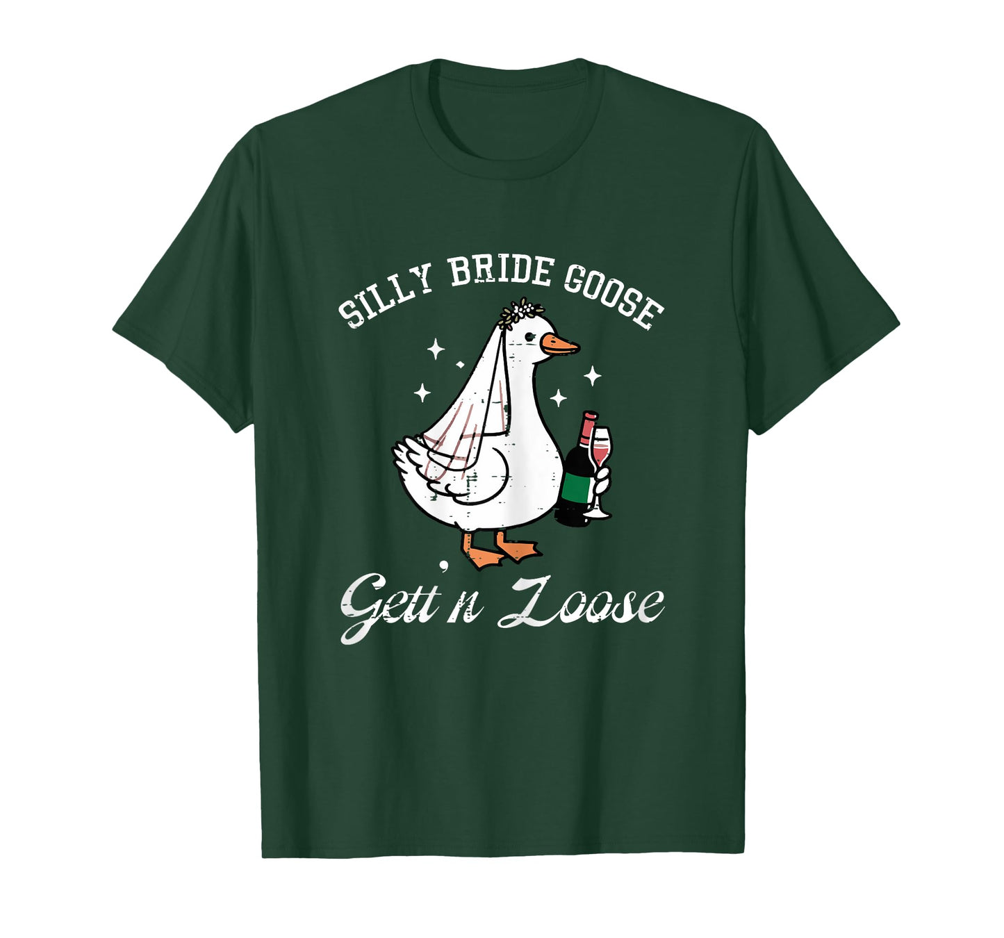 Silly Bride Goose Gettin Loose Funny Wedding Animal Women T-Shirt