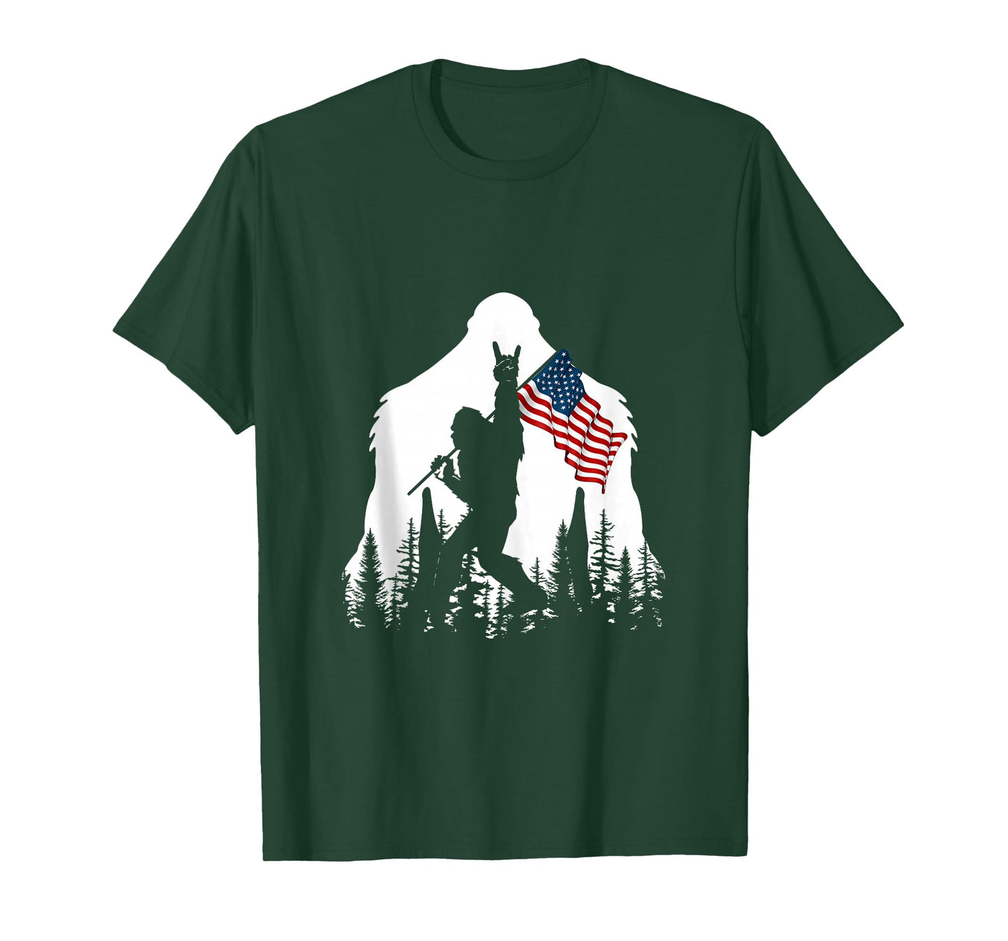Bigfoot Rock On Hold American Flag Sasquatch Believers Tank Top