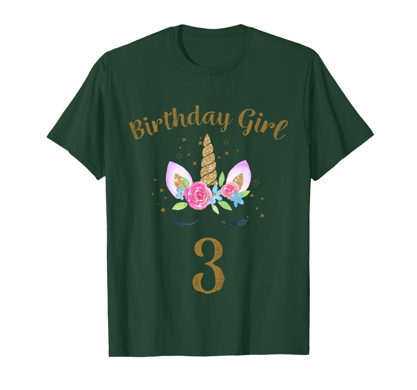 3rd Birthday Girl Unicorn Shirt Third Birthday Outfit T-Shirt