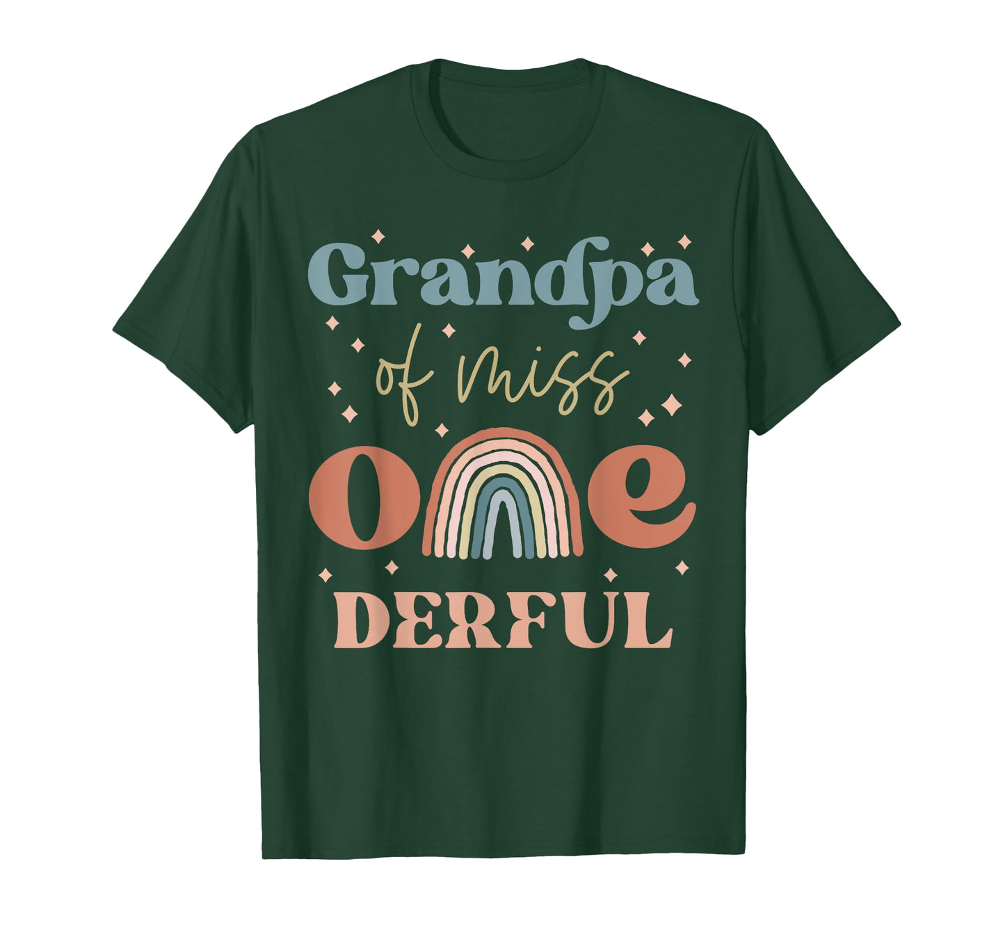 Grandpa of Miss Onederful Boho Rainbow 1st First Birthday T-Shirt