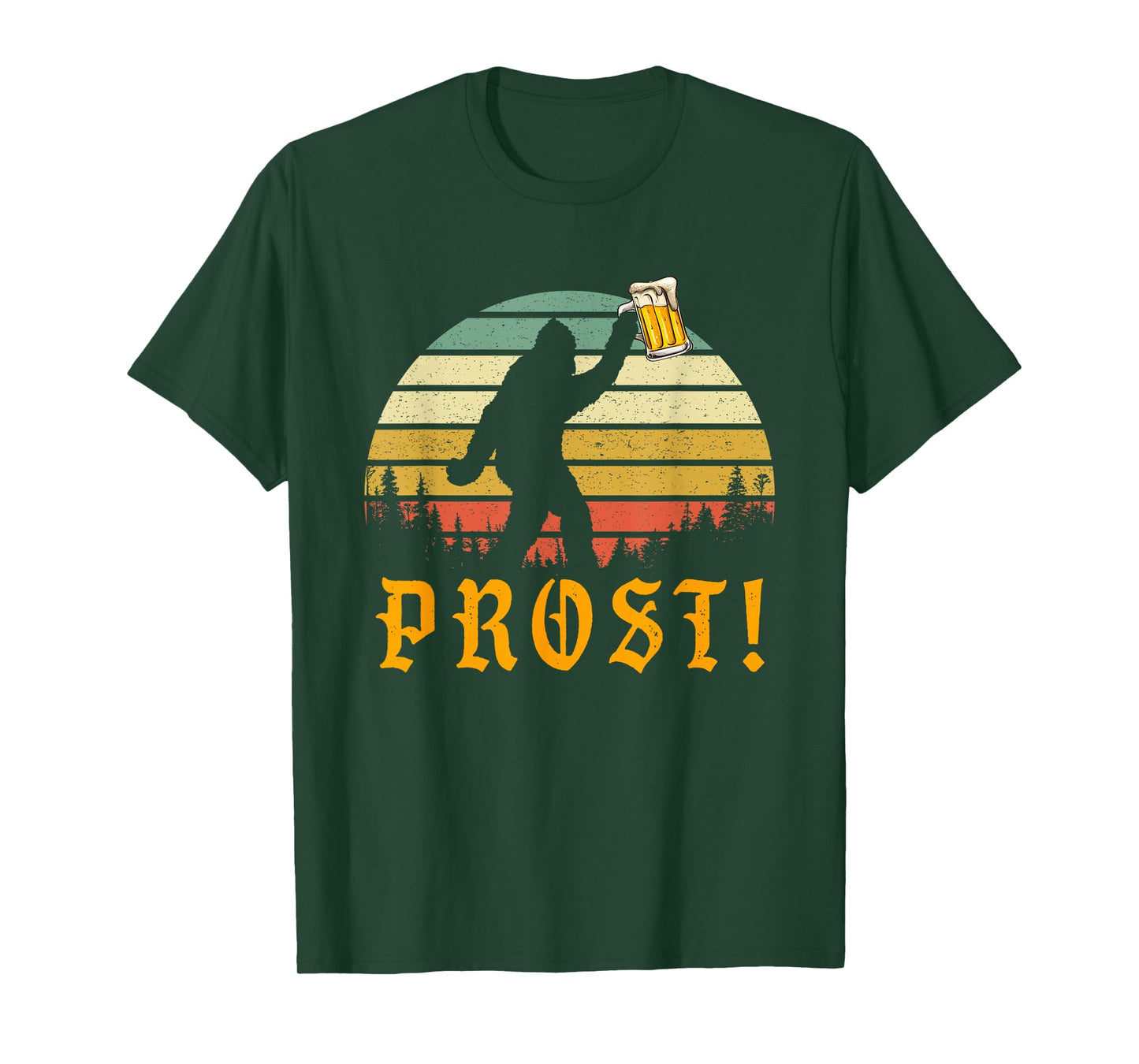 Vintage PROST! Bigfoot Yeti Drinking Beer German Oktoberfest T-Shirt