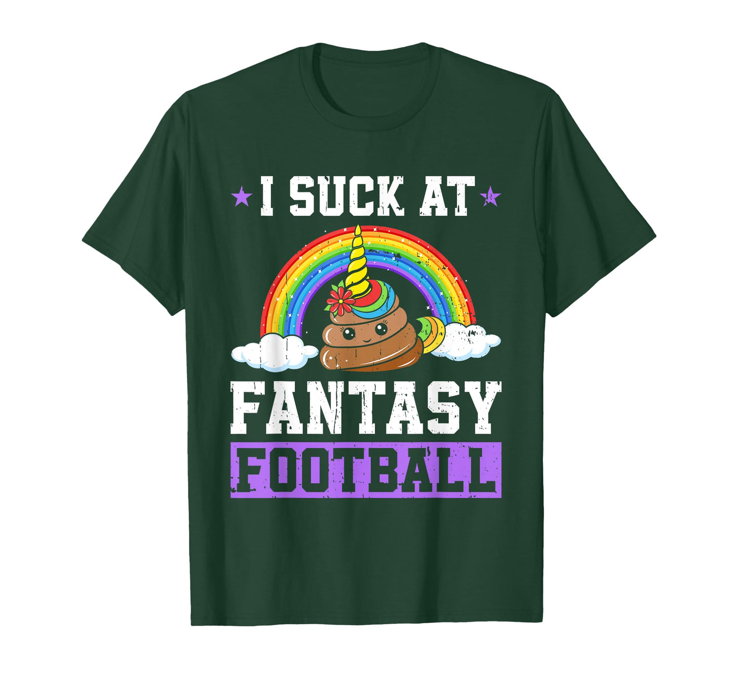 I Suck At Fantasy Football Poop Unicorn Rainbow Loser Men T-Shirt