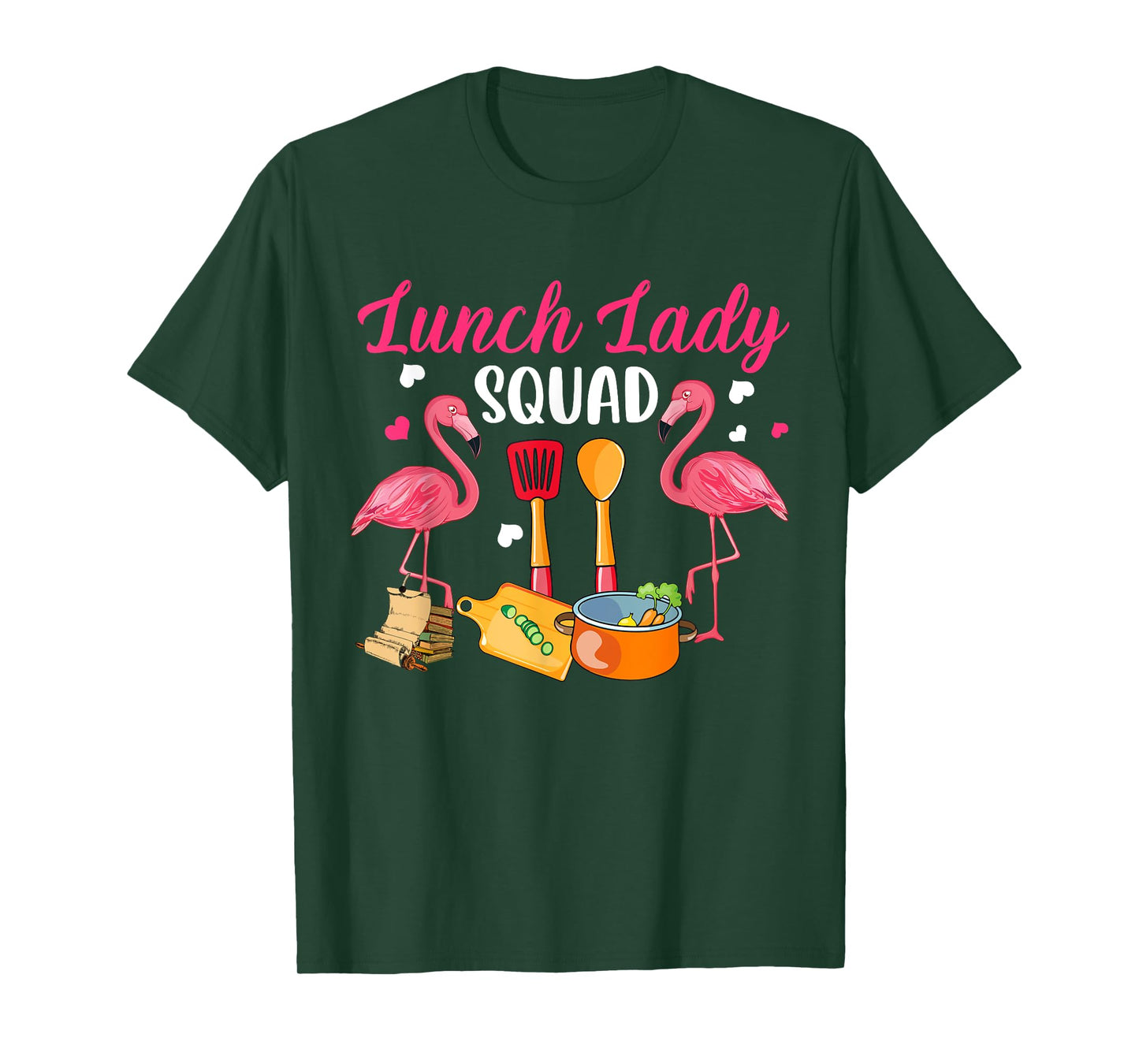 Lunch Lady Squad Couple Cute Flamingos Matching Proud Job T-Shirt