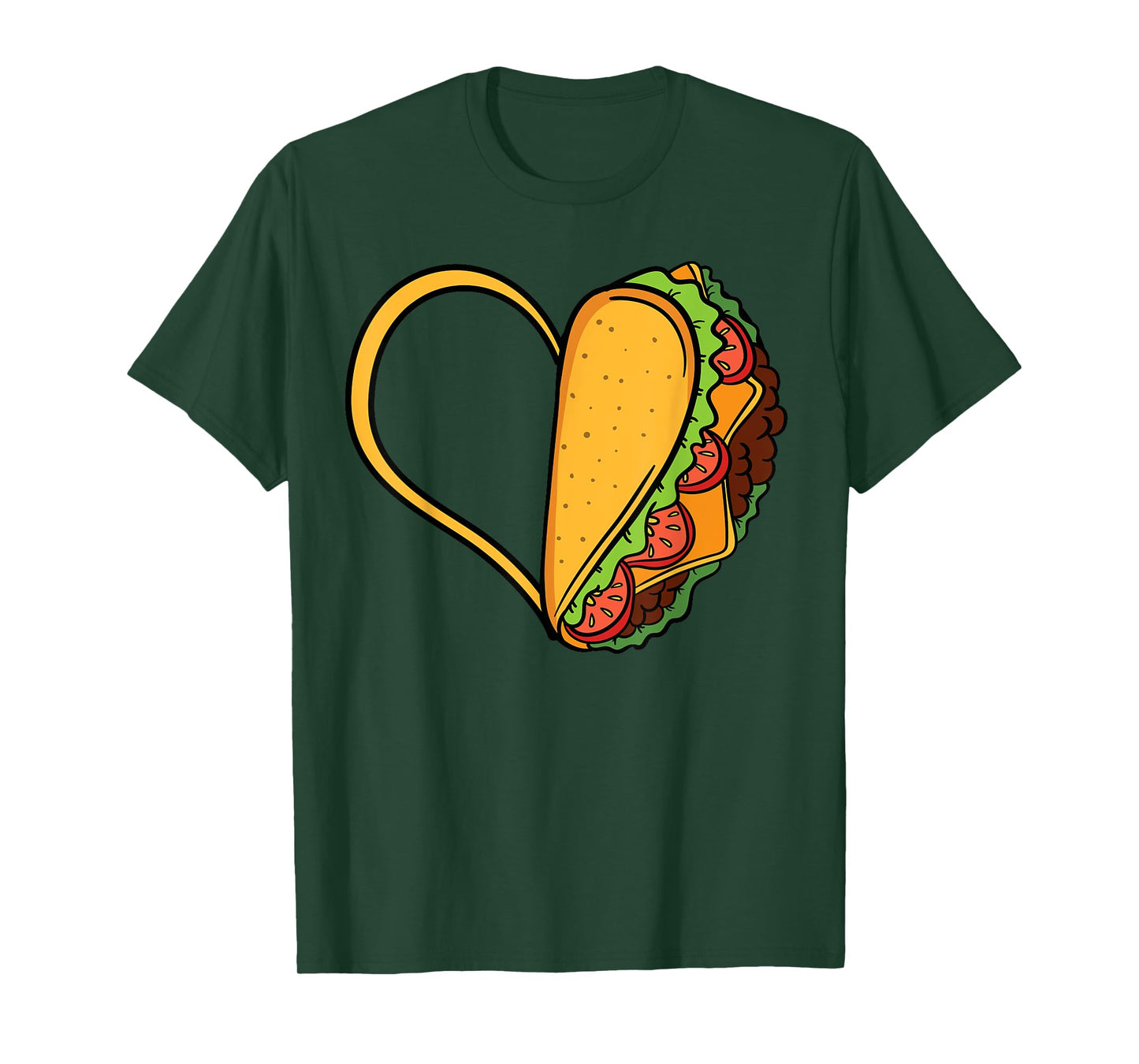 Tacos Heart Mexican Dish Street Food Chili Taquitos Flautas T-Shirt