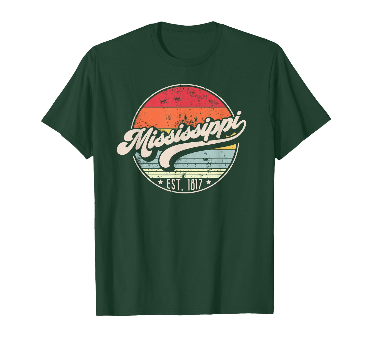 Retro Mississippi Home State MS Cool 70s Style Sunset T-Shirt