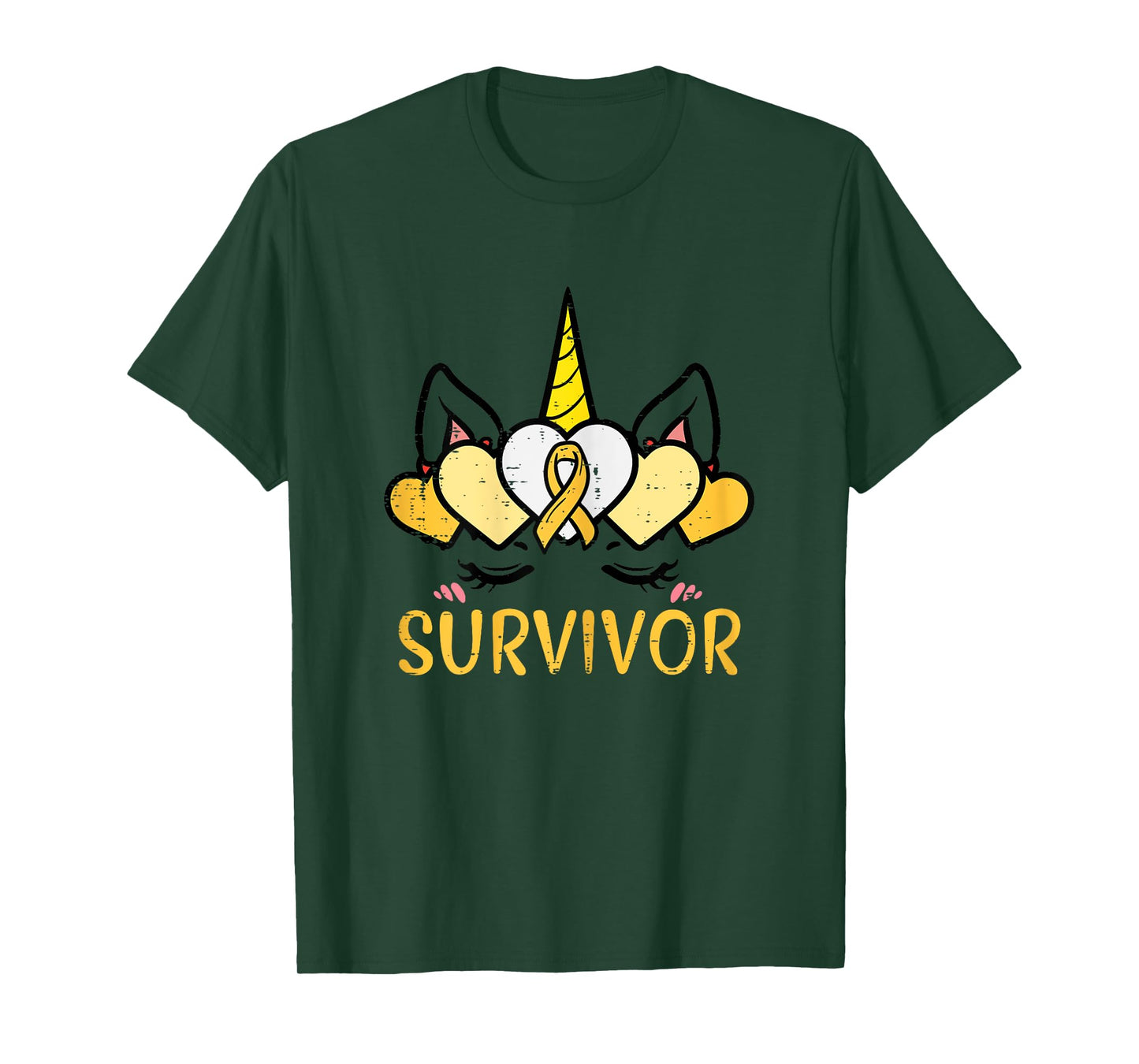 Unicorn Head Survivor Childhood Cancer Awareness Girls Kids T-Shirt