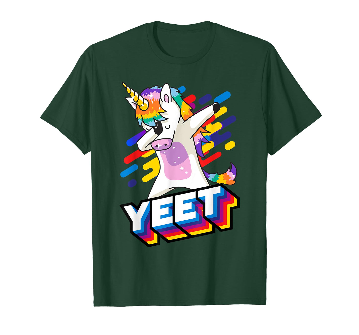 Colorful Dabbing Dancing Unicorn Celebration Yeet T-Shirt