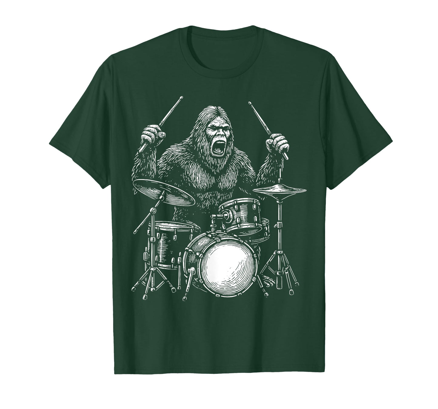 Bigfoot Drummer Sasquatch Drums T-Shirt