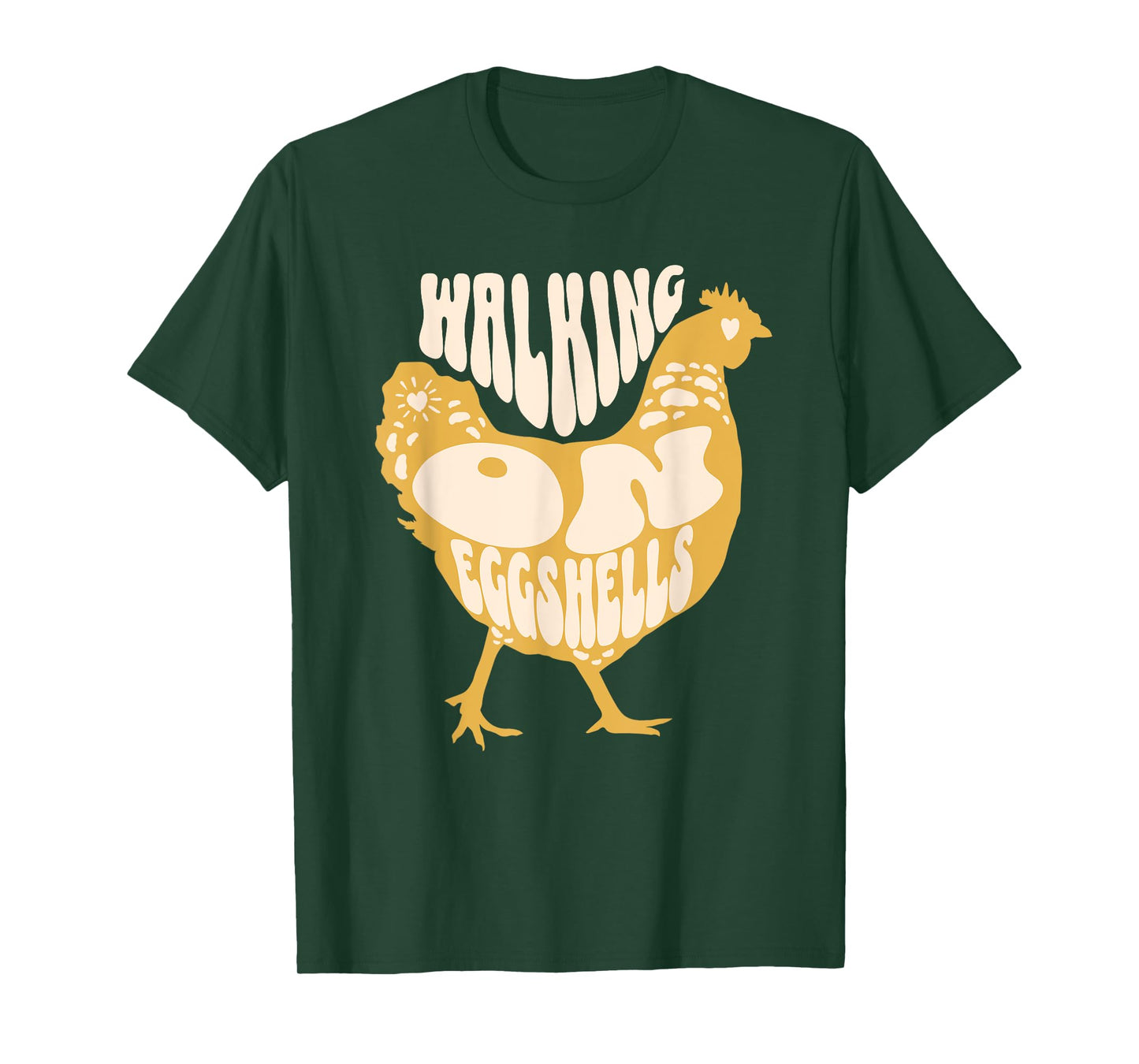 Walking On Eggshells Funny Chicken Retro T-Shirt