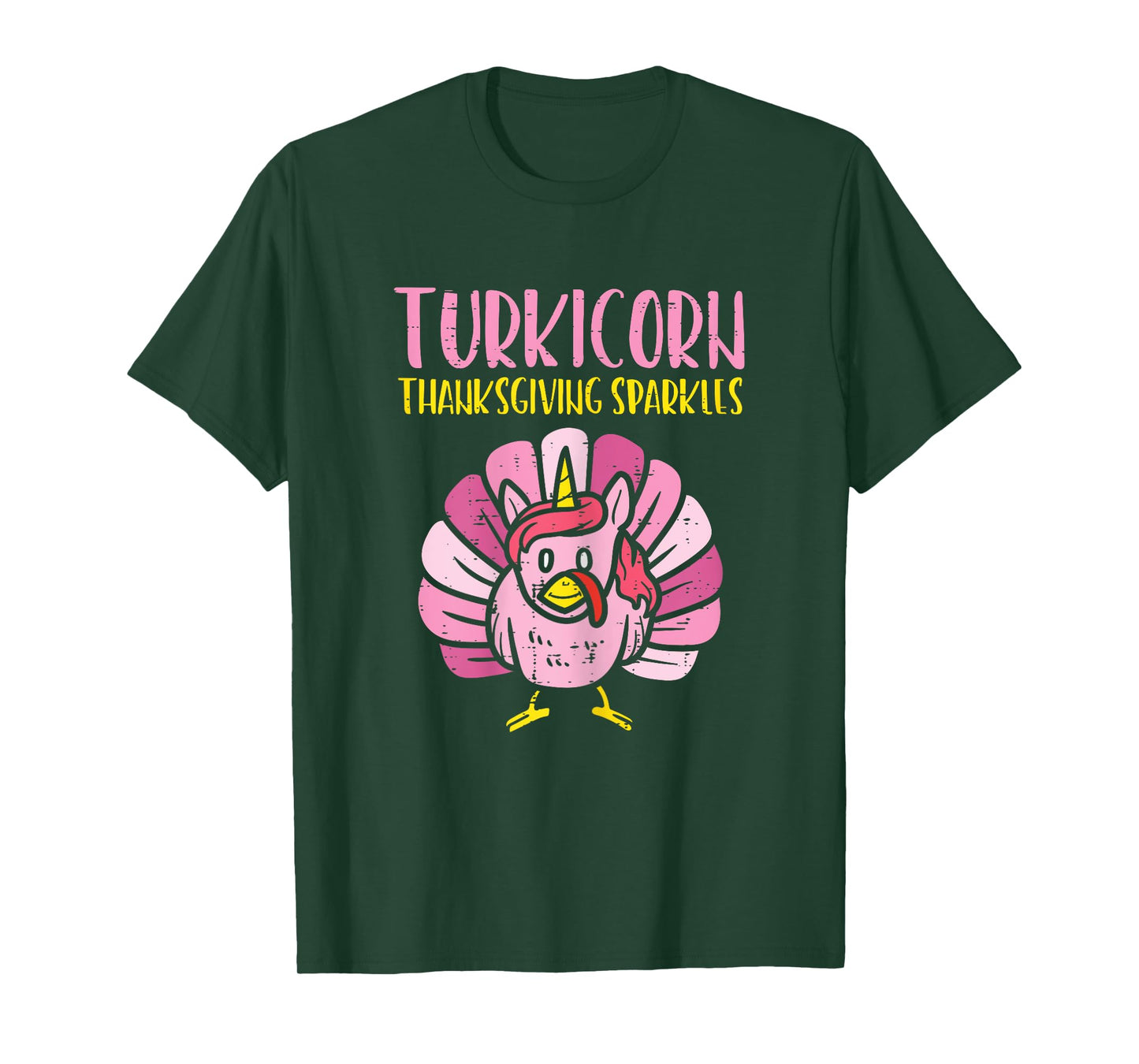Turkicorn Thanksgiving Sparkles Turkey Unicorn Girls Women T-Shirt