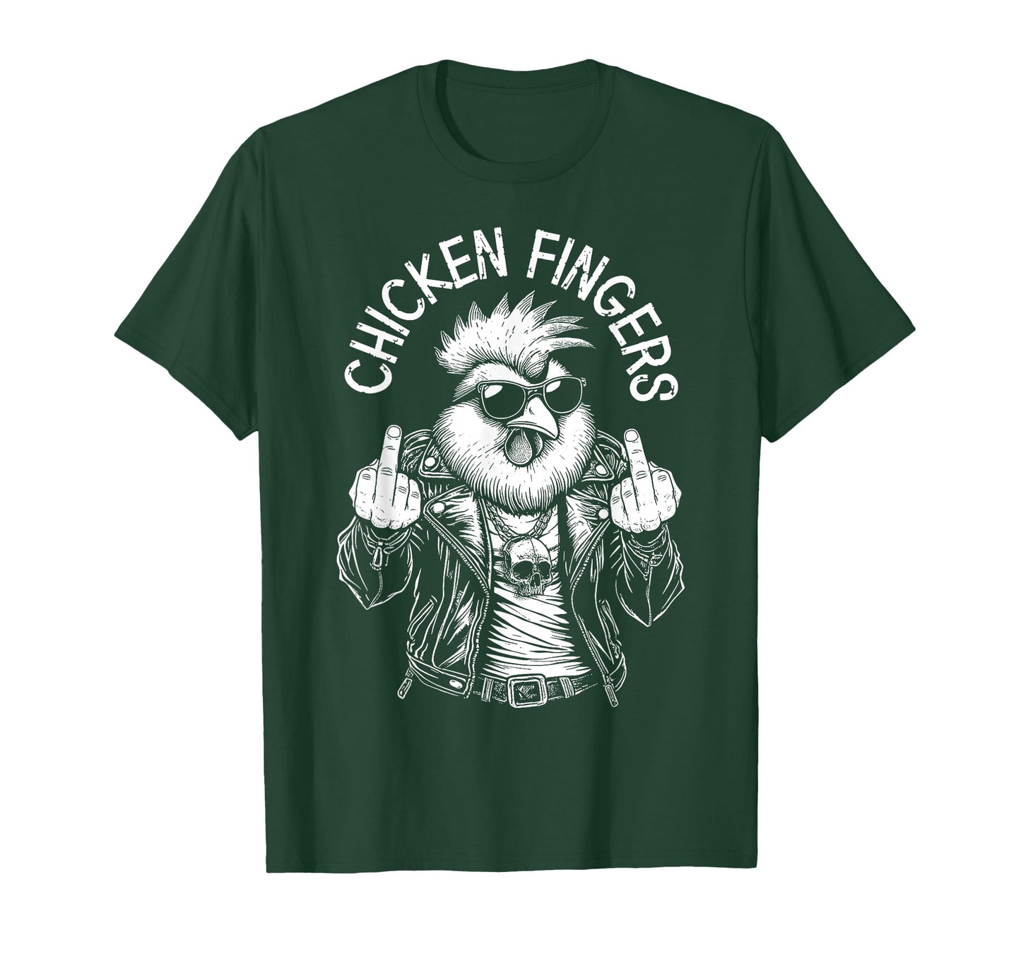 Grandio Design Introverted Intellectual Gifts Chicken Fingers Funny Adult Middle Finger Rude Rooster T-Shirt